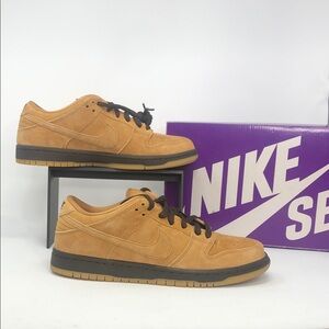 Nike SB Dunk Low Pro Wheat BQ6817-204 Flax Baroque Brown Mens Sneakers -Size 8.5